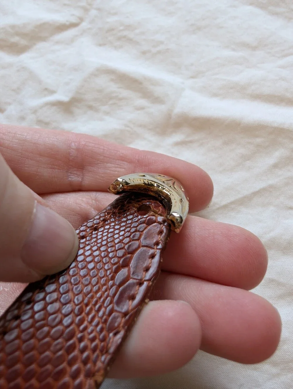 Vintage Men’s Montana Western Leather Belt 39” Brown/Gold Toned